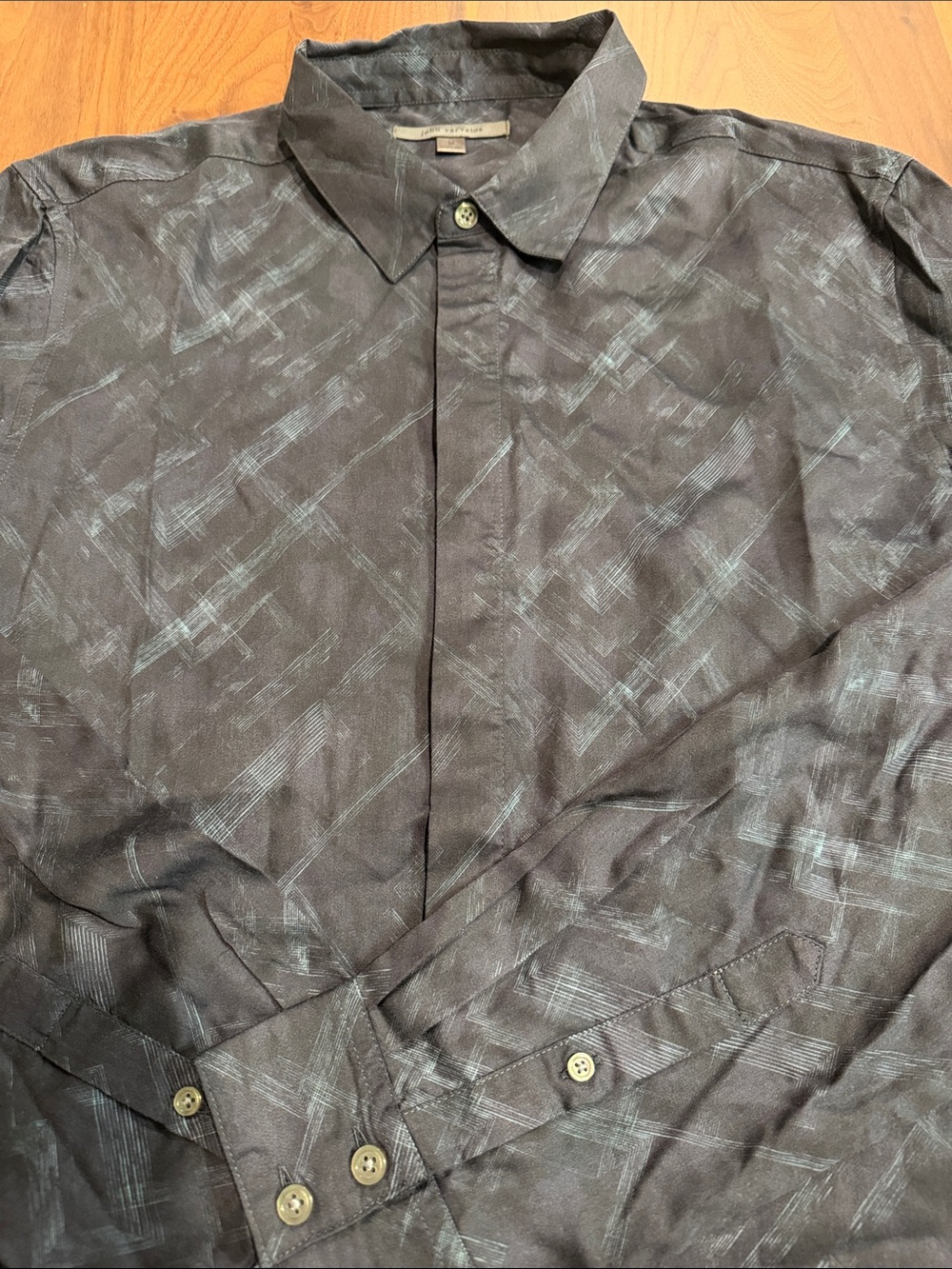 John Varvatos Rodney print long sleeve hidden placket shirt